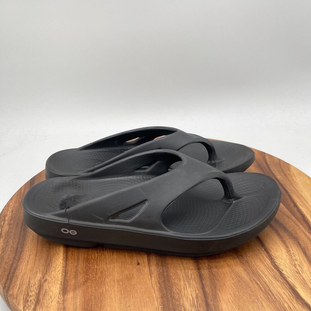 OOFOS OORIGINAL Recovery Sandals Mens Size 12 Black Thong Flip Flop Casual